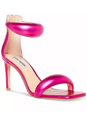 STEVE MADDEN Partay Pink
Metallic Bubble Strap Square Toe
Stiletto Sandals Heels